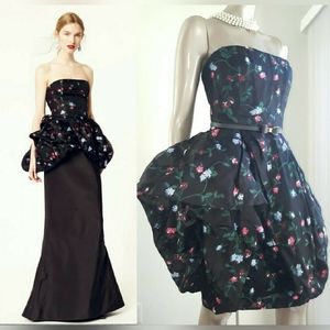 ○$9,000 OSCAR DE LA RENTA COUTURE BLK FLORAL RUNWAY DRESS 6